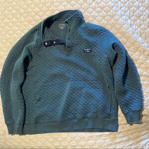 L.L. Bean Quilted Pullover Sweater Teal Green